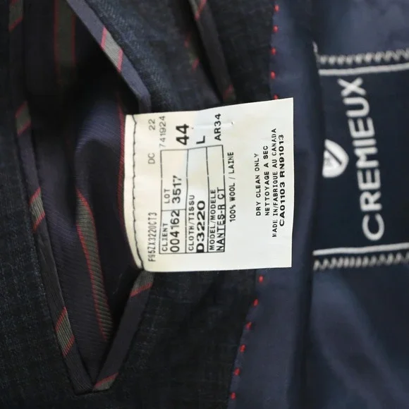 Daniel Cremieux 44L 36x30 Blue Check 100% Wool Nantes Mens Jacket Pants Suit